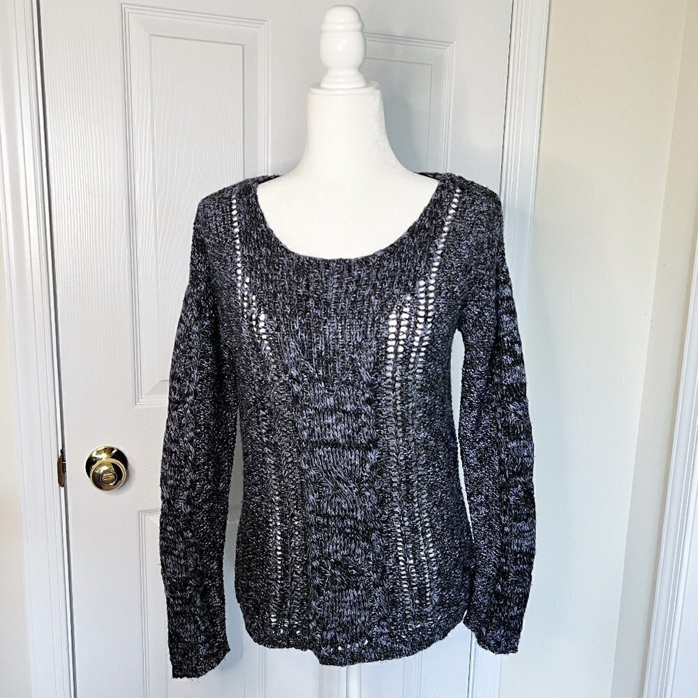 Women's Mudd Long Sleeve Sweater | Blue | Open Knit | Scoop Neck | Size Medium